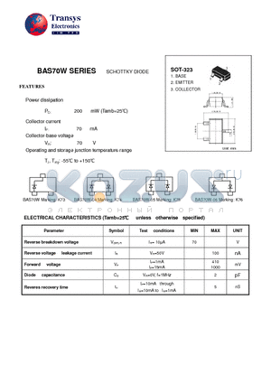 BAS70W-05 datasheet - SCHOTTKY DIODE