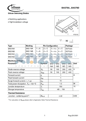 BAS78D datasheet - Silicon Switching Diodes