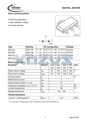 BAS79A datasheet - Silicon Switching Diodes