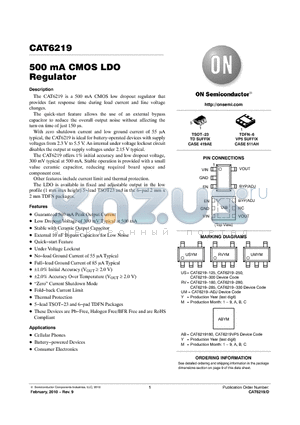 CAT6219ADJTD-GT3 datasheet - 500 mA CMOS LDO Regulator