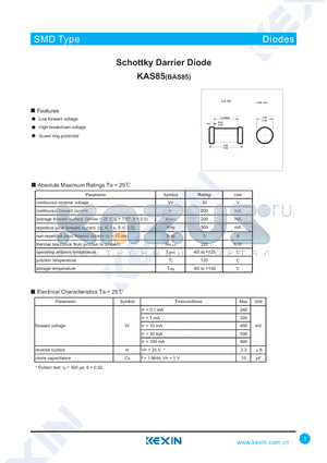 BAS85 datasheet - Schottky Darrier Diode