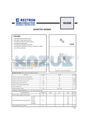 BAS86 datasheet - SCHOTTKY DIODES