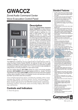 BAT-1270 datasheet - Zoned Audio Command Center Voice Evacuation Control Panel