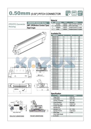 05002HR-19A02 datasheet - 0.50mm PITCH CONNECTOR