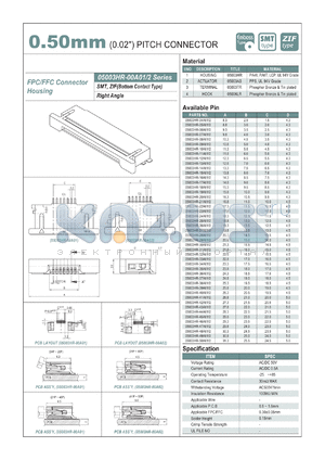 05003HR-10A01 datasheet - 0.50mm PITCH CONNECTOR