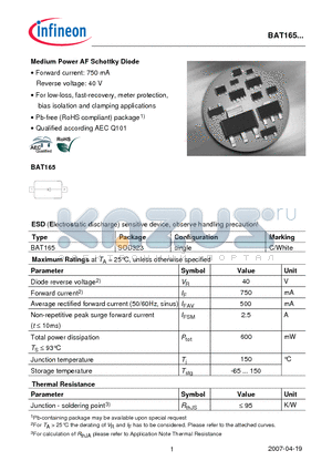 BAT165_07 datasheet - Medium Power AF Schottky Diode