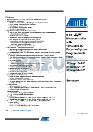 ATMEGA164P_10 datasheet - 8-bit Microcontroller with 16K/32K/64K Bytes In-System Programmable Flash