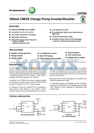 CAT660ELA datasheet - 100mA CMOS Charge Pump Inverter/Doubler