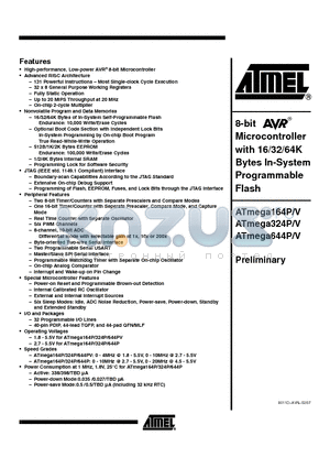 ATMEGA164P_0702 datasheet - 8-bit Microcontroller with 16/32/64K Bytes In-System Programmable Flash