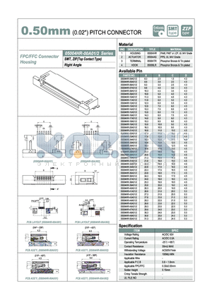 05004HR-11A02 datasheet - 0.50mm PITCH CONNECTOR