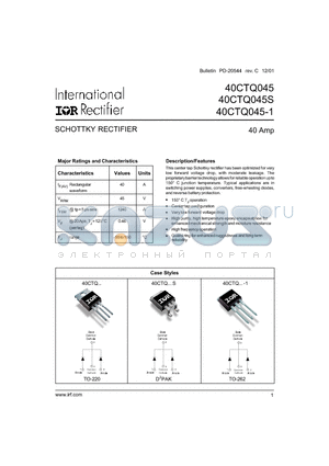 40TCQ035-1 datasheet - SCHOTTKY RECTIFIER