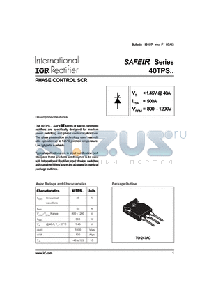 40TPS datasheet - PHASE CONTROL SCR