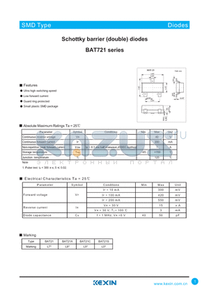 BAT21C datasheet - Schottky barrier (double) diodes