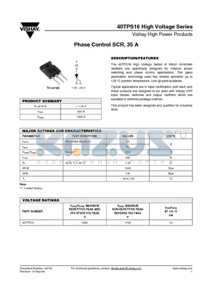 40TPS16 datasheet - Phase Control SCR, 35 A