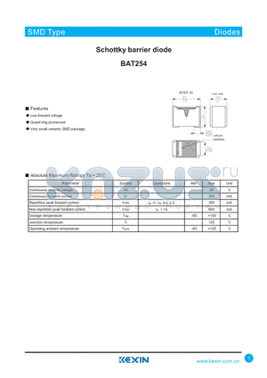 BAT254 datasheet - Schottky barrier diode