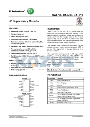 CAT705 datasheet - lP Supervisory Circuits