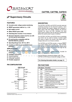 CAT706 datasheet - lP Supervisory Circuits
