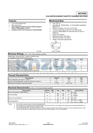 BAT400D datasheet - 0.5A SURFACE MOUNT SCHOTTKY BARRIER RECTIFIER