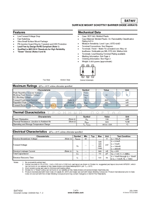 BAT40V datasheet - SURFACE MOUNT SCHOTTKY BARRIER DIODE ARRAYS