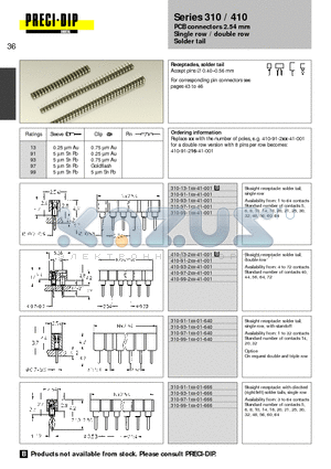 410-97-216-41-001 datasheet - PCB connectors 2.54 mm Single row / double row Solder tail