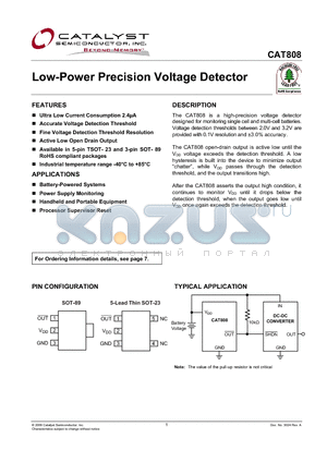 CAT808 datasheet - Low-Power Precision Voltage Detector