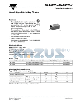 BAT42W-V datasheet - Small Signal Schottky Diodes