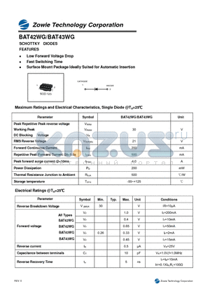 BAT42WG datasheet - SCHOTTKY DIODES