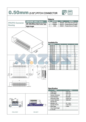 05010HR-14A datasheet - 0.50mm PITCH CONNECTOR