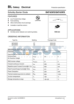 BAT42WS datasheet - Schottky Barrier Diode