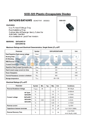 BAT42WS datasheet - SOD-323 Plastic-Encapsulate Diodes (SCHOTTKY DIODES)