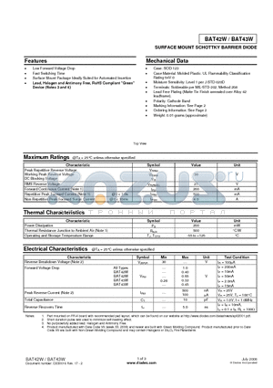 BAT42W_08 datasheet - SURFACE MOUNT SCHOTTKY BARRIER DIODE