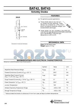 BAT43 datasheet - Schottky Diodes