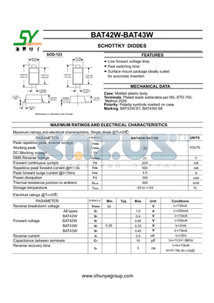 BAT43W datasheet - SCHOTTKY DIODES