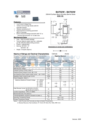 BAT43W datasheet - 200mW Surface Mount Schottky Barrier Diode