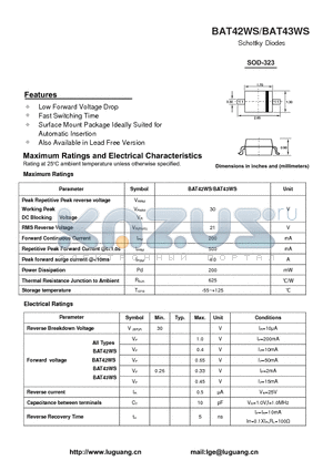 BAT43WS datasheet - Schottky Diodes