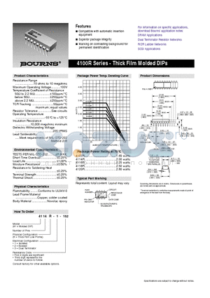 4116R-1-RC datasheet - 4100R Series - Thick Film Molded DIPs