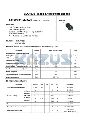 BAT43WSS8 datasheet - SOD-323 Plastic-Encapsulate Diodes (SCHOTTKY DIODES)