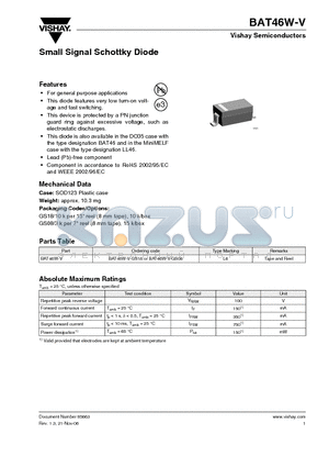 BAT46W-V datasheet - Small Signal Schottky Diode