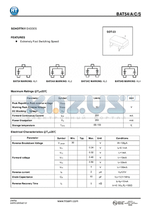 BAT54 datasheet - SCHOTTKY DIODES