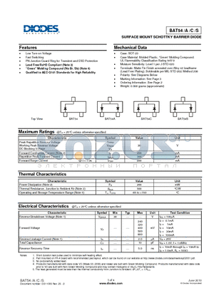 BAT54-7-F datasheet - SURFACE MOUNT SCHOTTKY BARRIER DIODE