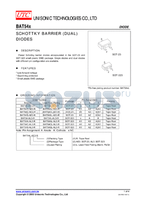BAT54-AE3-R datasheet - SCHOTTKY BARRIER (DUAL) DIODES