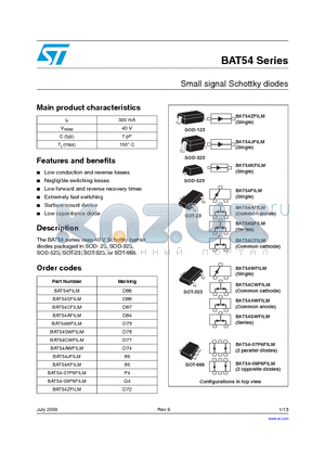 BAT5407FILM datasheet - Small signal Schottky diodes