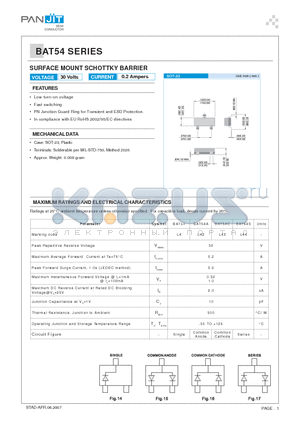 BAT54A datasheet - SURFACE MOUNT SCHOTTKY BARRIER