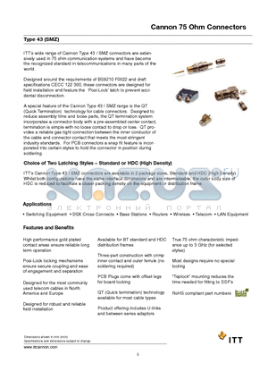 051-124-9489C9A datasheet - Cannon 75 Ohm Connectors