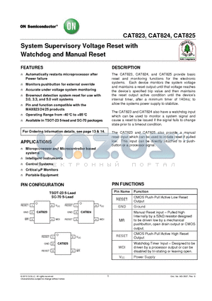 CAT823LTDI-GT3 datasheet - System Supervisory Voltage Reset with Watchdog and Manual Reset