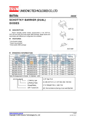 BAT54AL-AE3-R datasheet - SCHOTTKY BARRIER (DUAL) DIODES