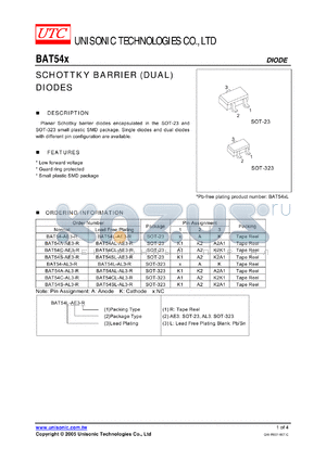 BAT54AL-AL3-R datasheet - SCHOTTKY BARRIER (DUAL) DIODES