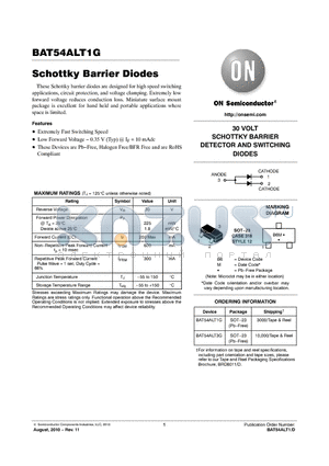 BAT54ALT3G datasheet - Schottky Barrier Diodes