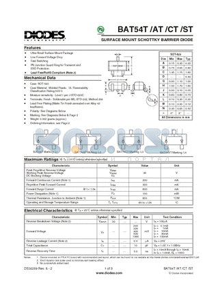 BAT54AT-7-F datasheet - SURFACE MOUNT SCHOTTKY BARRIER DIODE