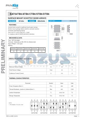 BAT54ATB6 datasheet - SURFACE MOUNT SCHOTTKY DIODE ARRAYS